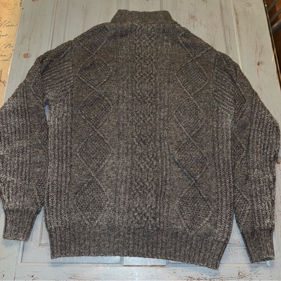 Jos. A. Bank Executive Collection XL Cable Knit Sweater Lamb Wool Nylon Gray Zip - Picture 7 of 7